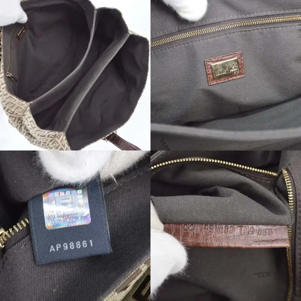 Fendi Zucchino Canvas Vintage Flap Satchel Brown - Picture 3 of 4